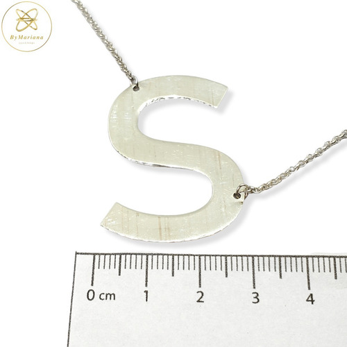 Imagen 5 de 7 de Cadena Plata Rollon Con Letra Inicial S Grande 25 X 40mm