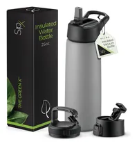 Comprar Sipx Botella De Agua De Acero Inoxidable Con Triple Aislamiento, 25 Onzas, Con 3 Tapas, Botella De Agua Aislada Reutilizable Que Mantiene El Frío Durante 24 Horas, Botella De Agua De Metal Hecha De