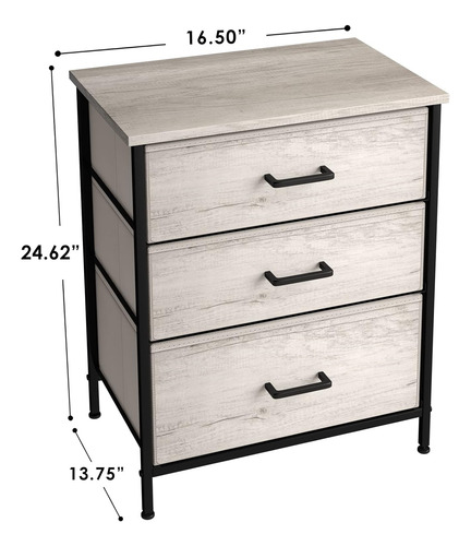 Cómoda De Mesita De Noche Con 3 Cajones De Madera Sintética,