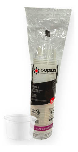 1000un Pote Descartável Liso 200ml Transp P13 S/tampa Copaza