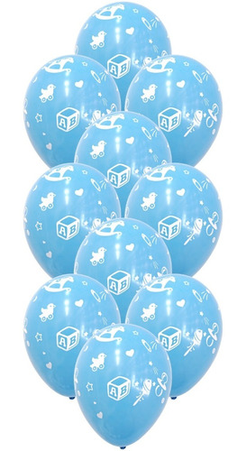 Globos Juguetitos Bebes Celestes Impresos X 10u 