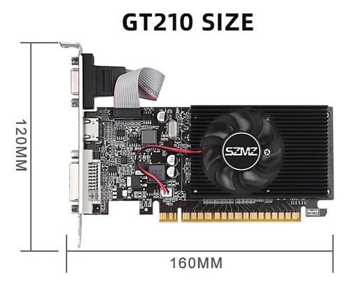 A Tarjeta Gráfica Para Juegos Gt210 1g, 64 Bits, Ddr3,
