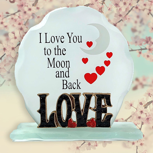 Placa Mesa Texto Ingl  I Love You The Moon And Back  Frase