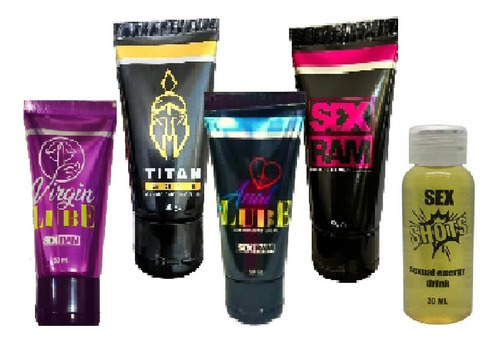 Pack X5 Lubricante Titan+excitante+anal+ Estrechante+ Viagra