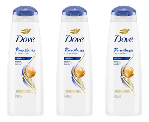Kit 03 Shampoo Dove Reconstrução Completa 400ml