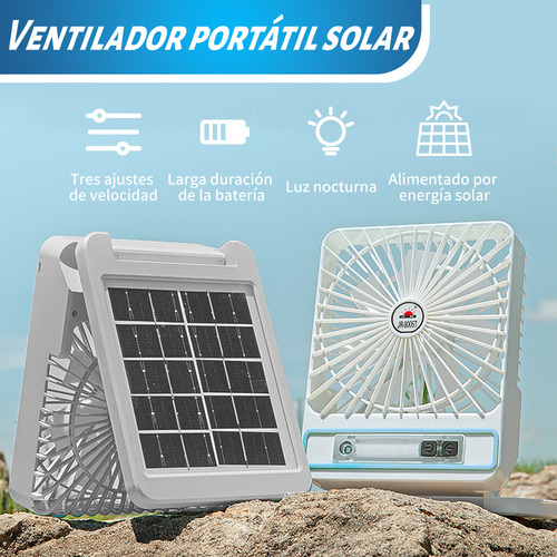 Ventilador De Camping Portátil Recargable Con Luz Led Solar