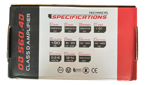 Amplificador Para Auto - Od Designs | Od 560.4d Negro
