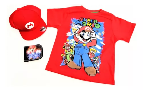 Camiseta Infantil Estampa Super Mário - Tam 3 a 10 Anos Vermelho