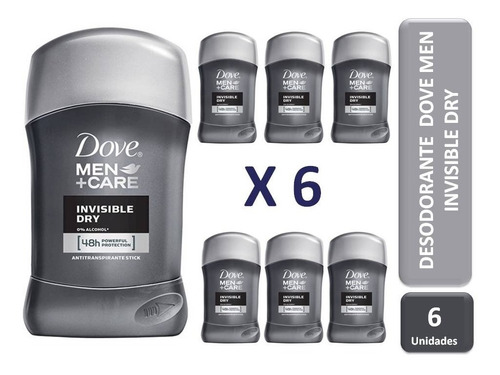 Pack X 6 Desodorante Barra Dove Men + Care Invisible