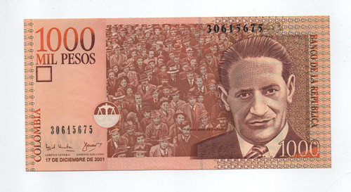 Billete De Colombia 100 Pesos 2001