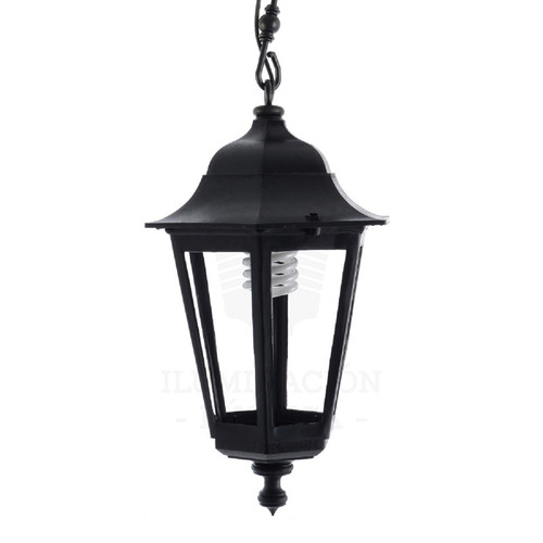 Lampara Colgante Farol Colonial Apto Exterior Pvc Y Vidrio 