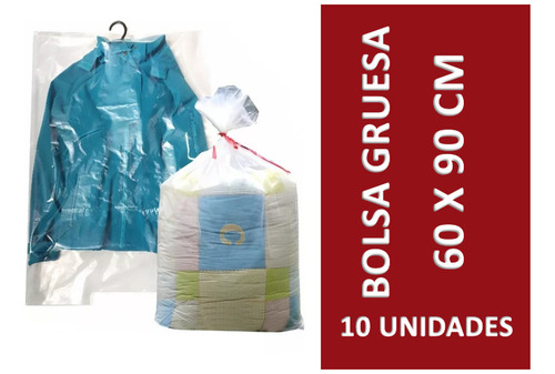 Bolsa Plástica Gruesa 60x90 Cm Transparente - 10 Unidades