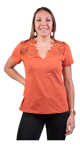 Polera Macrame Terracota Alexandra Cid