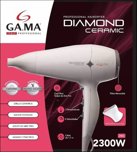Imagen 3 de 10 de Secador Pelo Gama Profesional Super Potente Garantia Salon