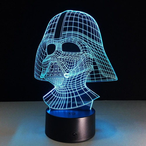 Imagen 2 de 9 de Lámpara 3d Star Wars Darth Vader Mascara + Control Remoto