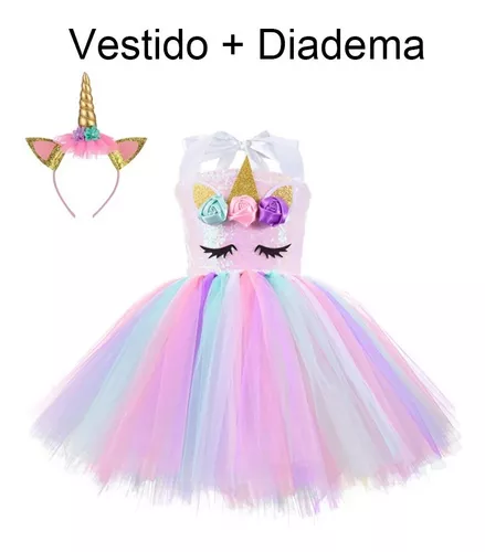 Vestido de verão unicórnio para bebês, lantejoulas arco-íris, vestido de  princesa bonito, presente de aniversário