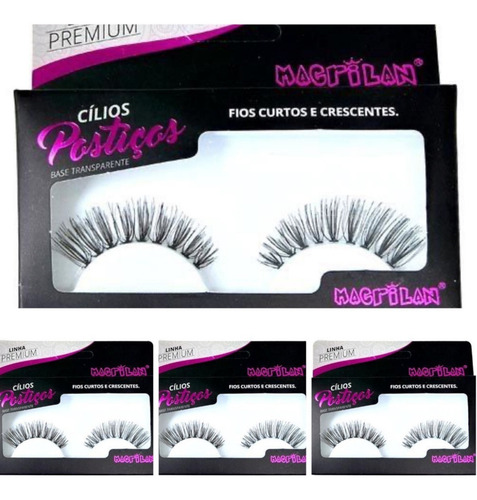 Imagem 6 de 10 de Kit 2 Pares Cílios Postiços Macrilan Cl4-4 Curtos E Crescent
