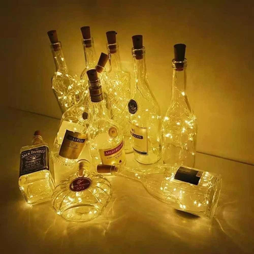 Imagen 5 de 5 de 12 Guirnalda De Luz Alambre Corcho Para Botella Calida