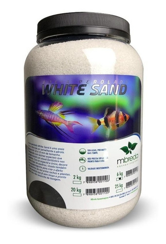 Areia Perolada White Sand Mbreda 6kg P/ Plantado E Marinho