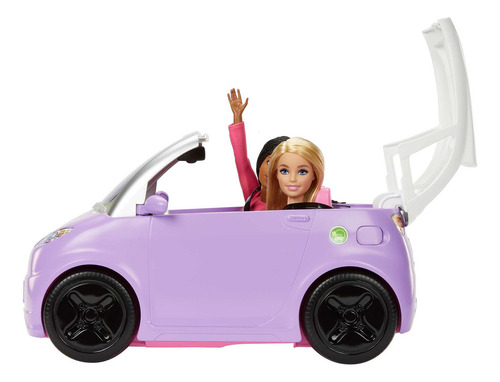 Muñeca Barbie Vehículo Electrico Color Morado