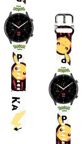 Correa Compatible Con Amazfit Gtr 2 Pikachu Urbano Blanco