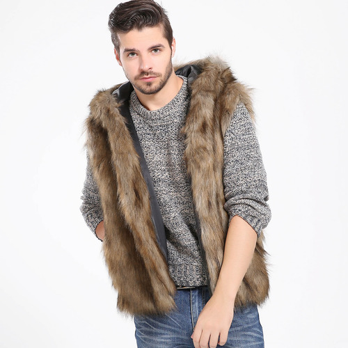 Abrigo En D Para Hombre, Sin Mangas, Color Liso, Con Capucha