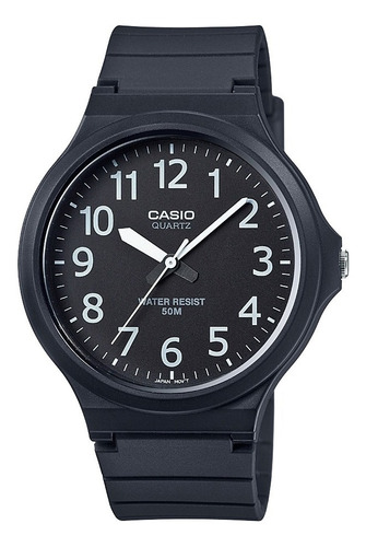 Reloj Casio Hombre Mw-240-1b Analogico Color de la malla Negro Color del bisel Negro Color del fondo Negro