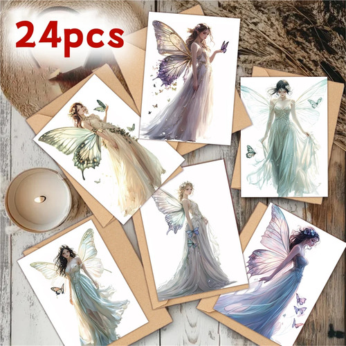 Juego De 24 Tarjetas De Felicitación De Hadas Con Sobre For