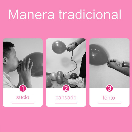 Imagen 7 de 9 de Bomba De Inflar Globo Eléctrica Con Doble Inflador Fiestas