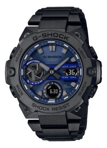 Reloj Casio G-shock G Steel Gst-b400 Para Caballero Color de la correa Negro Color del bisel Negro Color del fondo Azul