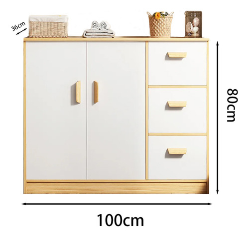 Alacenas De Cocina Con Ruedas Y 3 Cajones 100cm*36*80 Roble/blanco