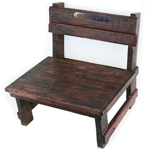 Banco Bajo Silla Respaldo Madera Vintage Old-rider We-28b