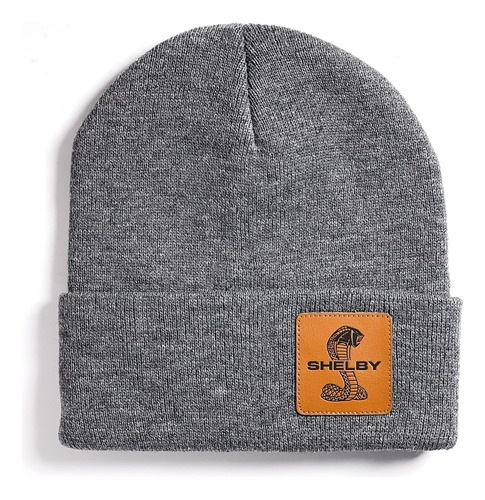 Gorro Con Parche Cuero Gris Shelby 100 % Acrílico | Producto