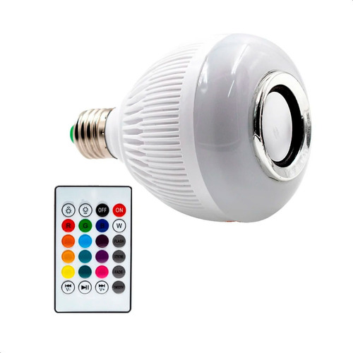 Lâmpada Led Rgb Com  Bluetooth Para Música Som + Controle