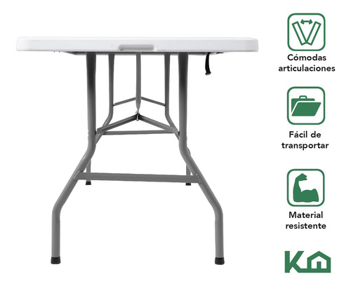 Mesa Plegable 180cm Portatil Portafolio Fiesta Jardin 2pzas