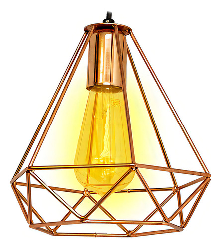 Lampara De Techo Colgante Retro Diamante Vintage Jaula Maxxi Rosa
