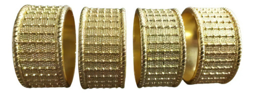 Set de 4 unidades para servilletas, anillos y anillos de metal, color dorado