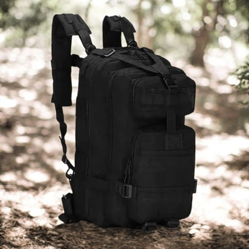 Mochila Costas Reforçada Multiuso Militar Viagem Cor Preto Desenho Do Tecido Liso
