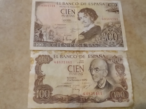 Billetes España De 100 Pesetas Año 1965 Y 1970.  