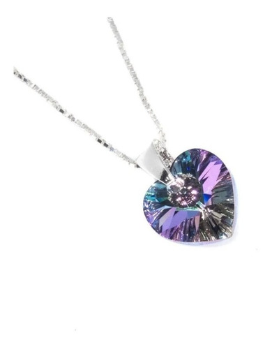Imagen 4 de 4 de Collar Cadena Mujer + Dije Cristal Corazón 10mm Collares