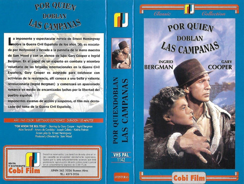 Por Quien Doblan Las Campanas Vhs Gary Cooper Ingrid Bergman