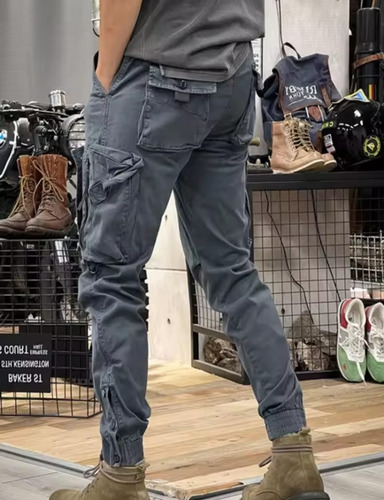 Pantalón Cargo De Gabardina Importado Con Cintura Elastizada