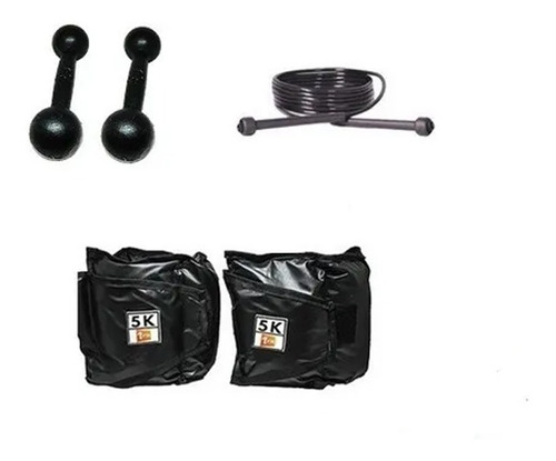 Kit Com Caneleira 5kg + Halter Pintado De 3kg + Corda