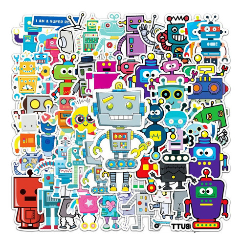 50 Pegatinas De Dibujos Animados De La Serie Creative Robot