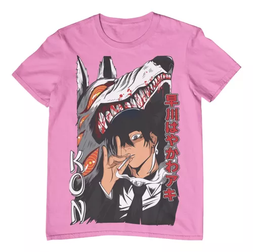 Camiseta básica na cor preta com estampa Chainsaw Man. - Camisetas anime  30.1 penteada e reforçada, 100% algodão estampa no tamanho Gigante!