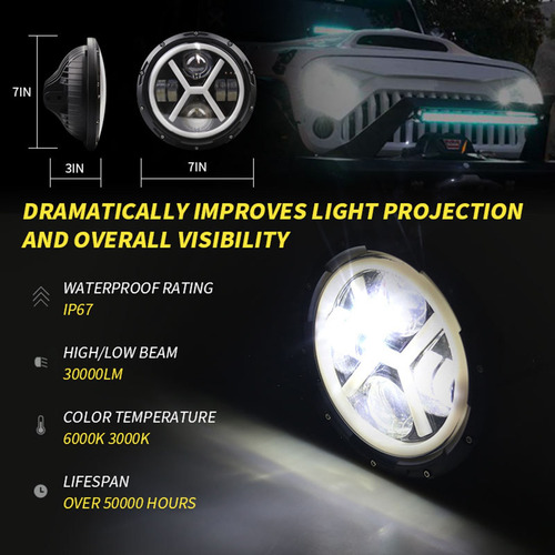1 Proyector Led Redondo De 7 Pulgadas Para Faro Delantero Ti
