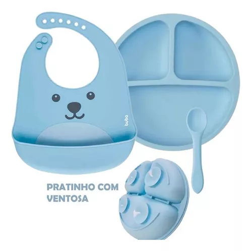 Plato para bebés Baby Babador Silicone, Prato Silicone com Ventosa