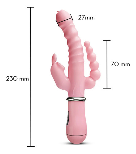Massageador Corporal Elétrico Recarregável Triplo Plus Max Rosa