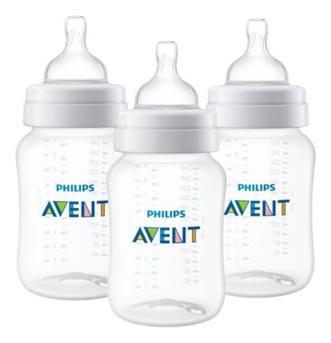 Biberones Anticolicos Philips Avent 9oz/260ml Set 3 Piezas Color Blanco