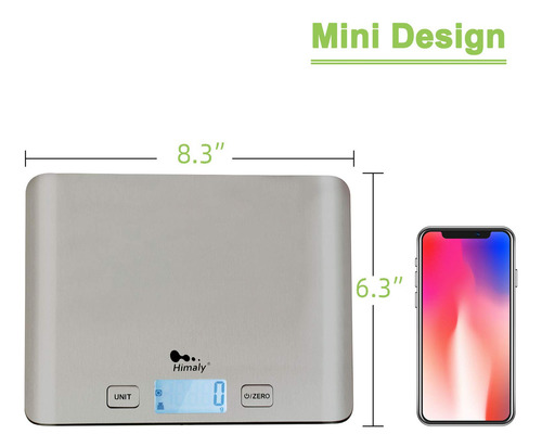 Báscula De Cocina Digital Multifunción Pantalla Lcd Acero In